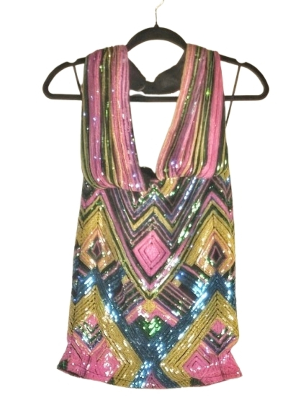 Fashion Nova Sequin Halter Mini Dress - Pink, Gold, Blue, Green